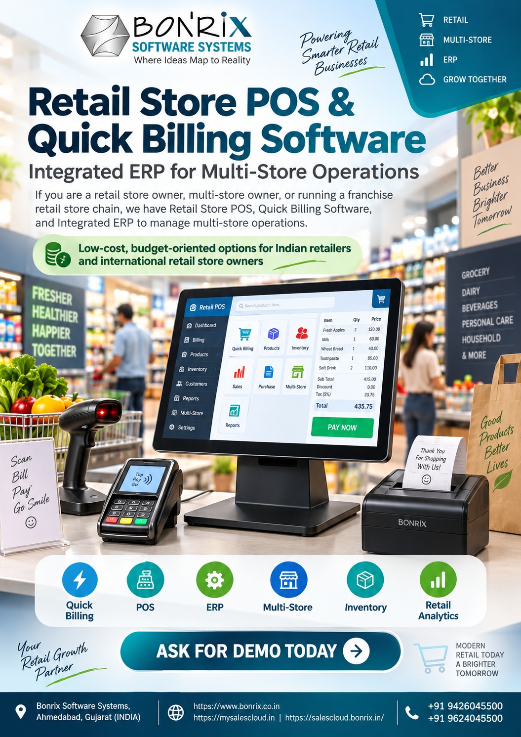 Bonrix Retail POS & ERP Software for Multi-Store Stores | Fast Billing & Inventory